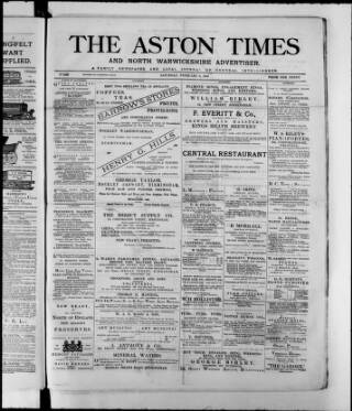 cover page of Aston Times published on February 2, 1889