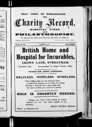 cover page of Charity Record published on November 2, 1912