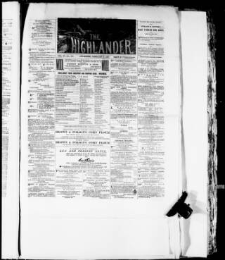 cover page of Highlander published on February 3, 1877