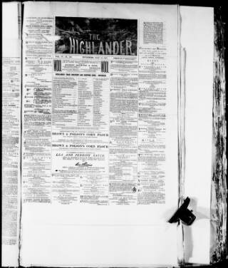 cover page of Highlander published on May 12, 1877
