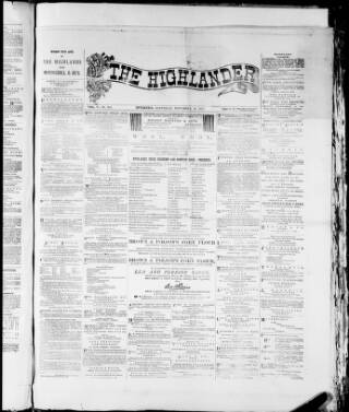 cover page of The Highlander published on November 10, 1877