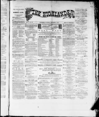 cover page of Highlander published on December 8, 1877