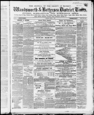 cover page of Wandsworth & Battersea District Times published on June 18, 1881