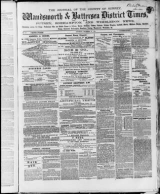 cover page of Wandsworth & Battersea District Times published on December 17, 1881