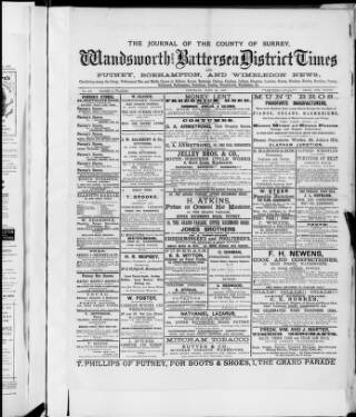 cover page of Wandsworth & Battersea District Times published on June 18, 1887