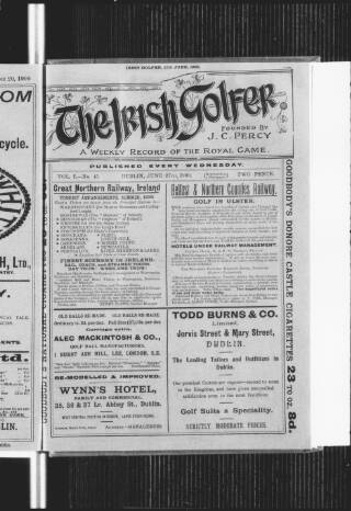 cover page of Irish Golfer published on June 27, 1900