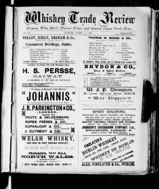 cover page of Whiskey Trade Review (Dublin) published on April 1, 1893