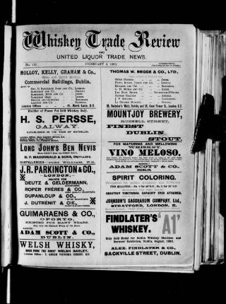 cover page of Whiskey Trade Review (Dublin) published on February 5, 1895