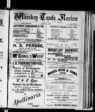 cover page of Whiskey Trade Review (Dublin) published on June 18, 1896