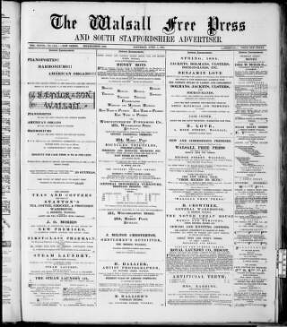 cover page of Walsall Free Press and General Advertiser published on April 5, 1884