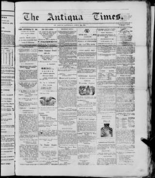 cover page of Antigua Times published on June 19, 1875