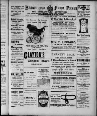 cover page of Brighouse Free Press and District Advertiser published on June 18, 1908