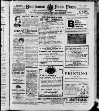 cover page of Brighouse Free Press and District Advertiser published on December 17, 1914