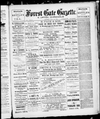 cover page of Forest Gate Gazette and Upton Chronicle published on June 18, 1892