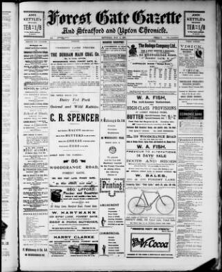 cover page of Forest Gate Gazette and Upton Chronicle published on May 4, 1901