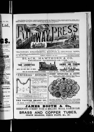 cover page of Railway Press published on October 5, 1888