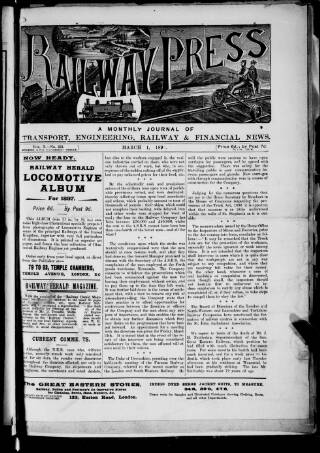 cover page of Railway Press published on March 1, 1897