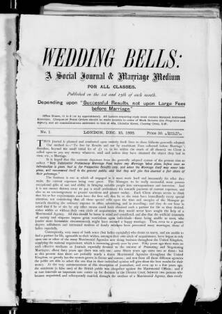 cover page of Wedding Bells published on December 15, 1893