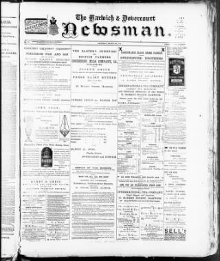 cover page of Harwich & Dovercourt Newsman published on March 2, 1889