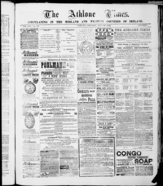 cover page of Athlone Times published on June 18, 1892