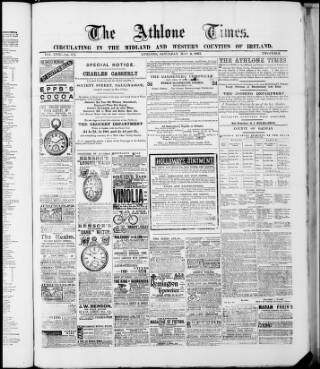 cover page of Athlone Times published on May 4, 1895