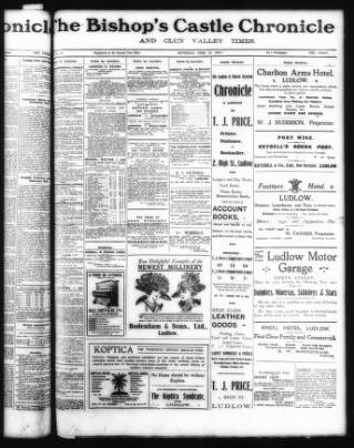 cover page of Bishop's Castle Chronicle & Clun Valley Times published on June 17, 1911