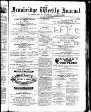 cover page of Ironbridge Weekly Journal and Borough of Wenlock Advertiser published on June 18, 1870