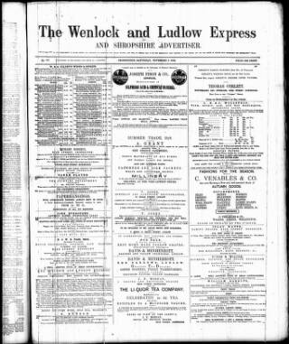 cover page of Ironbridge Weekly Journal and Borough of Wenlock Advertiser published on November 2, 1878