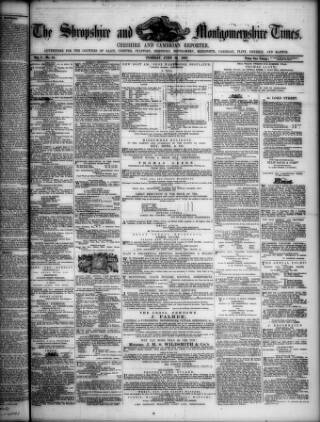 cover page of Shropshire and Montgomeryshire Times published on June 30, 1863