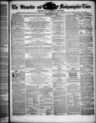 cover page of Shropshire and Montgomeryshire Times published on June 28, 1864