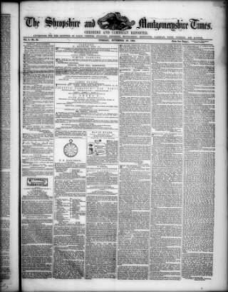 cover page of Shropshire and Montgomeryshire Times published on November 22, 1864