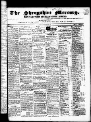 cover page of Shropshire Mercury published on February 8, 1840
