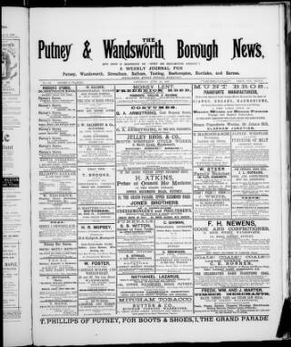 cover page of Putney & Wandsworth Borough News published on June 18, 1887