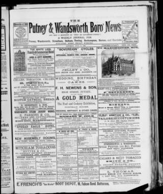 cover page of Putney & Wandsworth Borough News published on June 18, 1892