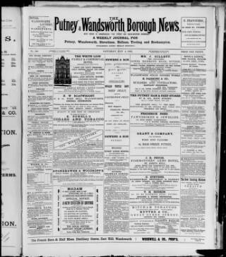 cover page of Putney & Wandsworth Borough News published on May 4, 1895