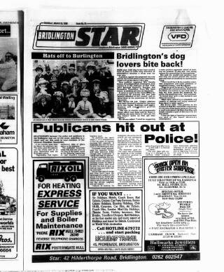 cover page of Bridlington Star published on March 20, 1986
