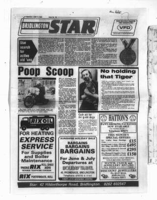 cover page of Bridlington Star published on June 12, 1986
