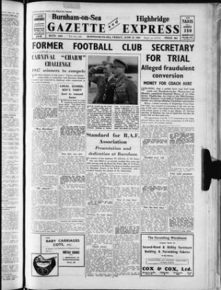 cover page of Burnham Gazette and Visitors' List & Highbridge Advertiser published on June 18, 1948