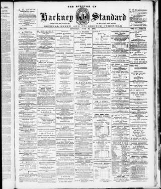 cover page of Hackney Standard, Bethnal Green and Shoreditch Chronicle published on June 18, 1881
