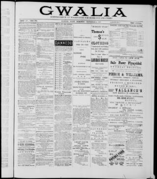 cover page of Gwalia published on February 2, 1887