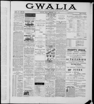 cover page of Gwalia published on May 4, 1887