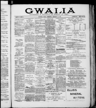 cover page of Gwalia published on June 18, 1890