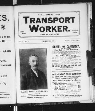 cover page of Transport Worker published on December 1, 1911