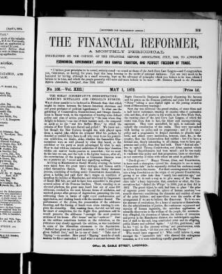 cover page of Financial Reformer published on May 1, 1872