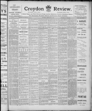 cover page of Croydon Review and Railway Time Table published on February 25, 1893