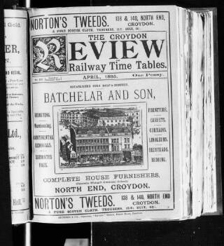 cover page of Croydon Review and Railway Time Table published on April 1, 1895