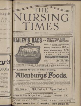 cover page of Nursing Times published on June 18, 1910