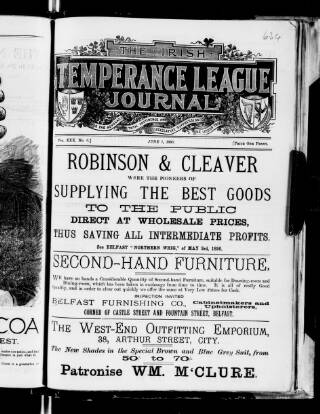 cover page of Irish Temperance League Journal published on June 1, 1893