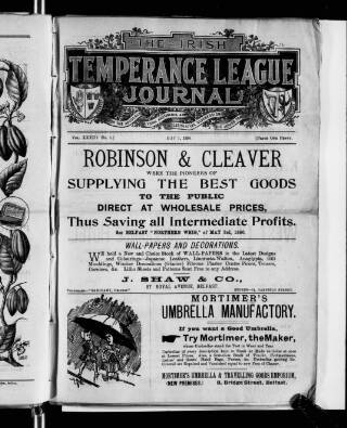 cover page of Irish Temperance League Journal published on May 1, 1896