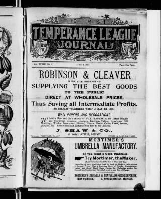 cover page of Irish Temperance League Journal published on June 1, 1896
